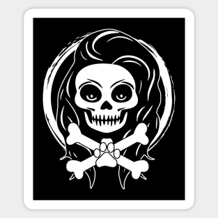 Female Pet Sitter Skull and Crossbones White Logo Sticker